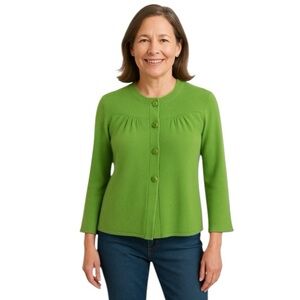 J. Crew Green Soft Cashmere Quiet Luxury Old Money Cardigan Sweater Size S